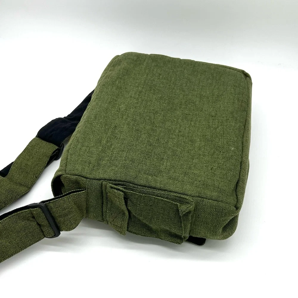 Multi pocket Cotton Embroidered Laptop Messenger Bag